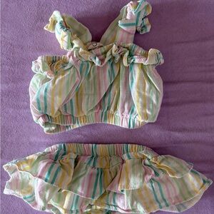 Striped Ruffle Two Piece Outfit